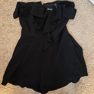 Fabrik strapless black romper size medium
